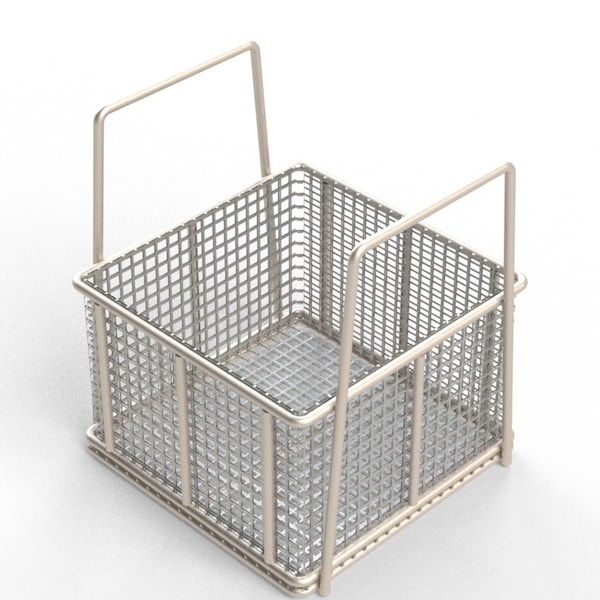 Anysizebasket Rectangular Wire Mesh Basket: 6Lx6Wx4H, 304 SS, 3/16 Rod Frame, Stacking Handles, Mesh: 2 x .063 TMT-060060040-A02S - main